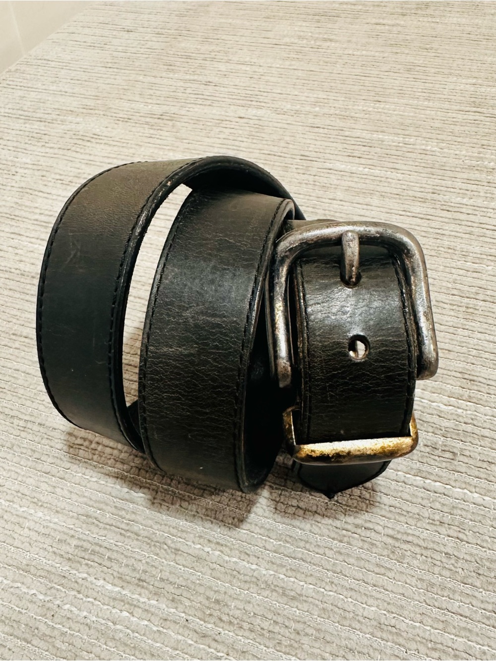 Vintage Canyon River Blues Men's Black Leather Belt Thick Heavy Duty Sz 36
